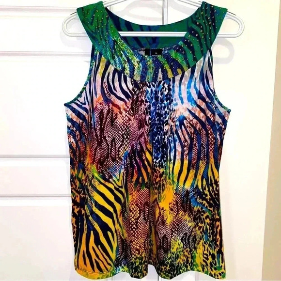New Directions Multi Color Animal Print CasualTop Size PL - Picture 3 of 8